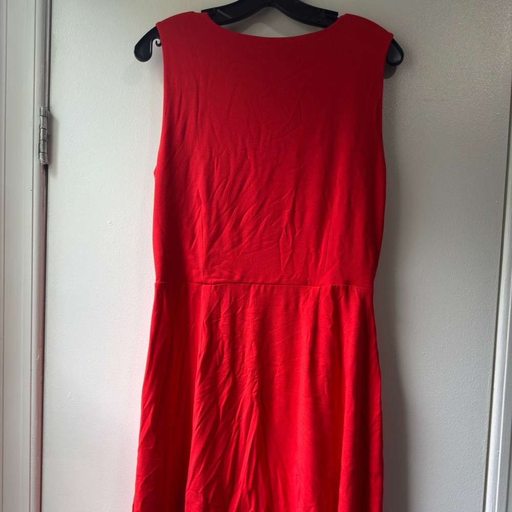 Ann Taylor Red Sheath Midi Dress Cowl Neck - Picture 5 of 8